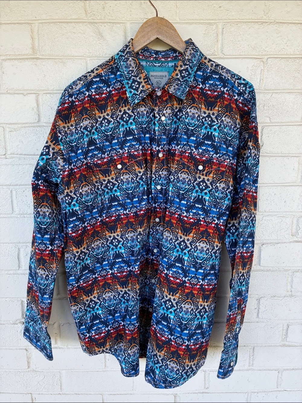 Panhandle Rough Stock Men's Multicolor Patterned Long-Sleeve Shirt